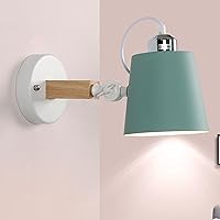 E26/E27 Wall Sconce Light Fixture,Wooden Adjustable Wall Sconce Lighting Fixture, Bedroom Bedside Wall Lamp Metal and Wood Bathroom Vanity Mirror Lighting Fixtures (Color : Green)