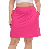HDE Womens Plus Size Athletic Skort Golf Tennis Skirt with Bike Shorts & Pockets, Hot Pink, 22 Plus