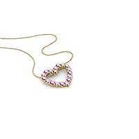 Round Pink Sapphire & Lab Grown Diamond 1/2 ctw Women Heart Pendant Necklace. Included 16 Inches Chain