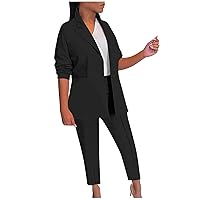 Women's Suits 2 Piece Set Office Business One Button Slim Fit Blazer and High Waist Pants Dressy Casual Workwear Outfits