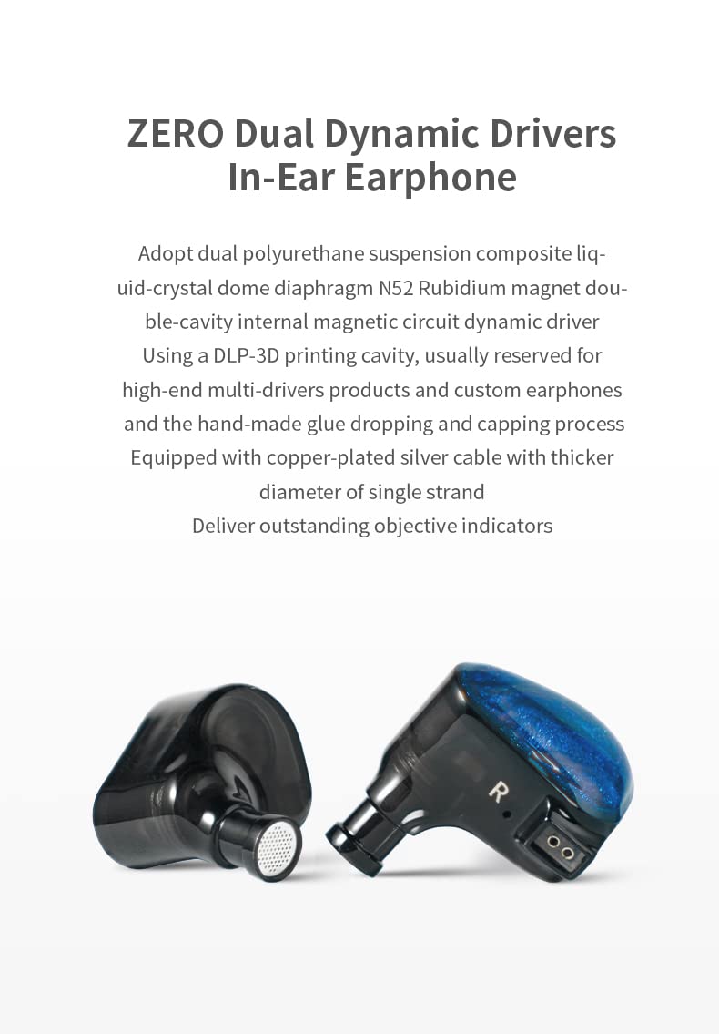 Fanmusic TRUTHEAR x Crinacle Zero Earphone Dual Dynamic Drivers in-Ear Earphone with 0.78 2Pin Cable Earbuds (Zero with Virgo)