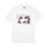 Barbie Womens Short Sleeve T-Shirt | Ladies Doll Classic White Pink Logo in Black Graphic Tee | Oversized Doll Apparel Top