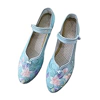Vintage Ankle Strap Pumps for Women Spring Shoes Style Ladies Dress Shoe Pointed Toe Ethnic Dancing Heels EN8 4.5