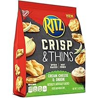 Ritz Crisp & Thins Chips, Cream Cheese & Onion, 7.1 Ounce package of 2 bags