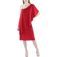 R&M Richards Womens Embellished Asymmetric Cocktail Dress Red 16
