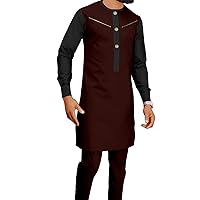 African Traditional Clothes for Men Single Breasted Zip Jacket and Ankara Pants 2 Piece Outfits Formal Tracksuit