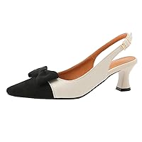 Slingback Heels for Women Adjustable Ankle Strap Pointed Toe Heel Slip On Wedding Party Dress Shoes