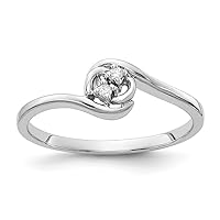 14k White Gold Polished Prong set Diamond ring Size 6 Jewelry Gifts for Women