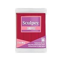 Sculpey Soufflé™ Polymer Oven-Bake Clay, Cherry Pie Red, Non Toxic, 1.7 oz. bar, Great for jewelry making, holiday, DIY, mixed media and more! Premium light-weight oven bake clay.