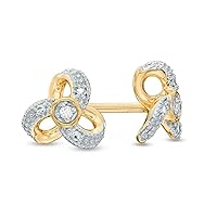 1/2 Carat Floral Style Diamond Accent Triple-Loop Stud Earrings in 10K Solid Gold (0.50Cttw, I-I3) Diamond Flower Stud Earrings