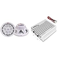 Pyle Marine Audio System Bundle - 600 Watt 12 Inch Subwoofer and 400 Watt 4 Channel Amplifier for Boats and Small Marine Vehicles