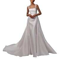 Modern Mermaid Wedding Dress Halter Neck Bow Side Split Boho Wedding Gown with Pocket Bride Dress