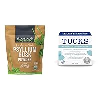 Viva Naturals 24 oz Organic Psyllium Husk Powder and Tucks 100 Count Medicated Cooling Pads Bundle