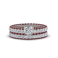 Choose Your Gemstone Eternity Band Engagement Ring Sterling Silver Heart Shape Wedding Ring Sets Affordable for Your Girlfriend, Wife, Partner Wedding US Size 4 to 12