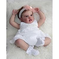 Angelbaby Real Looking Reborn Baby Toddler Dolls Weighted Big 24 inch Realistic Newborn Babygirl Doll with 2 Teeth Lifelike Cute Silicone Baby Princess Doll with Clothes for Girl Best Birthday Gift