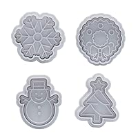 4PCS Christmas Cookie Cutter Biscuit Mold 3D Frosting Cookie Cutter Plastic Push-type Household Cookie Baking Mold Plastic Cookie Cutters Christmas Shapes