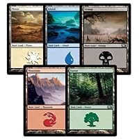 MTG Magic The Gathering 20 Assorted Foil Land - 4 Forest, Island, Mountain, Plains, Swamp