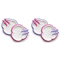 BABYBJORN Boys' Plate, Spoon and Fork-4-pack, Pink/Purple, Small (Pack of 2)