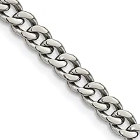 Chisel Titanium Polished 5.5mm Curb Chain Jewelry for Women - Length Options: 18 20 22 24