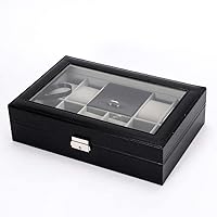 Watch Case Watch Box,Jewelry storage box Leather Jewelry Box Display Storage Case Watch Storage Black (Black,30 * 20.2 * 8cm)