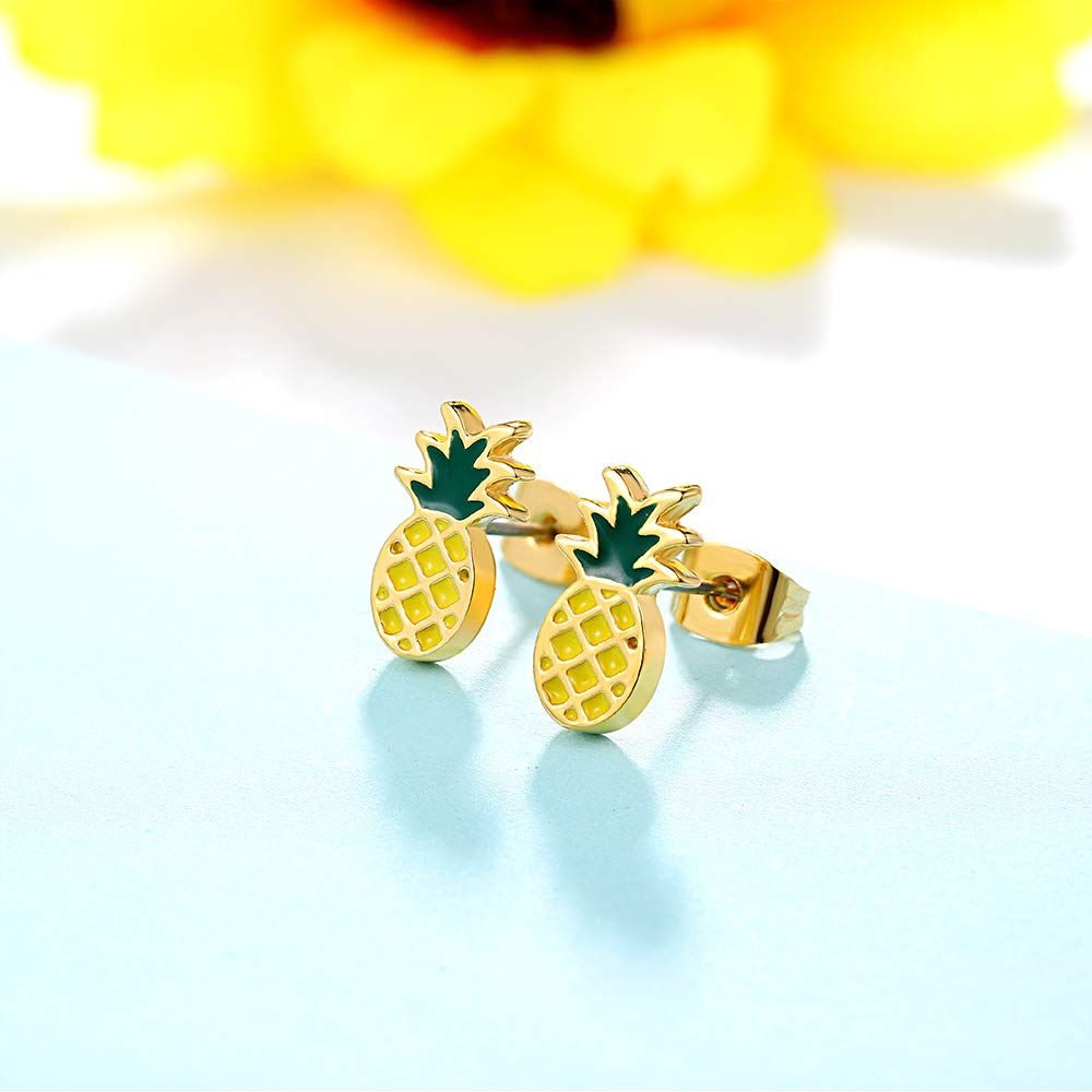 Tarsus Pineapple Earrings for Women, Hypoallergenic Stud Earring Jewelry Gifts for Girls Teen Friends