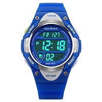 Simple Digital Watch for Kid Boy Girl Outdoor Waterproof Plastic Case with Rubber Band Electronic Multifunction Sports Wrist Watches Alarm Stopwatch