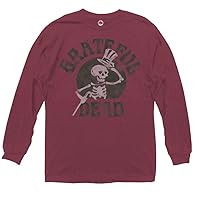 Ripple Junction Grateful Dead Men's Long Sleeve T-Shirt Skeleton W/Top Hat & Cane Cotton Crew Neck Officially Licensed