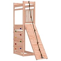 vidaXL Outdoor Playset, Outdoor Backyard Wooden Playground Equipment with Rockwall, Playground Set for Kids Age 3-8 Years, Solid Wood Douglas