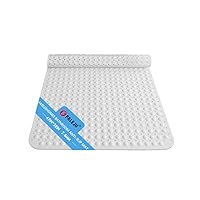 Extra Large 47 x 32 Inch Shower Mat Non Slip, Shower and Bath Mat with Drain Holes and Suction Cups, Extra Wide Bath Tub Mat Non Slip, Bathroom Accessories, White