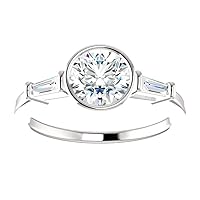 Siyaa Gems 3 TCW Round Cut Colorless Moissanite Engagement Ring Wedding Birdal Ring Diamond Ring Anniversary Solitaire Halo Accented Promise Antique Gold Silver Ring Gift