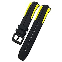 18mm Rubber Silicone Waterproof Watch Band Strap for T111417 Wrist Bracelet Quartz Watch Men Women's Sports Accessories (Color : Black Yellow Black, Size : 18mm)