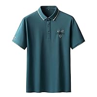 Summer Printed Polo Shirt Men Breathable Lapel T Shirts Casual Loose Golf Polos