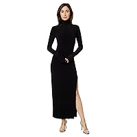 Norma Kamali Women's Long Sleeve Turtleneck Side Slit Gown