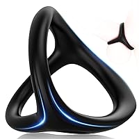 Silicone Penis Ring for Men, Adorime 3 in 1 Ultra Soft Stretchy Cock Ring Penis Enlargers, Sex Toy for Men, Black