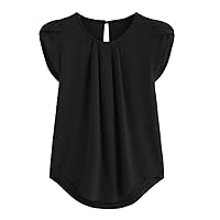 XJYIOEWT Plus Size Tops for Women 3X-4X Puff Sleeve Short Shirt Round Sleeve Casual Neck Solid Color Chiffon Sleeve Sho