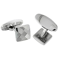 Tungsten Square Cufflinks with Checkered Pattern