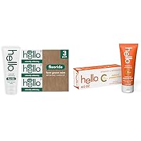 Hello Naturally Whitening and Vitamin C Whitening Toothpastes, 3 Pack 4.7 OZ and 1 Pack 4 OZ Tubes