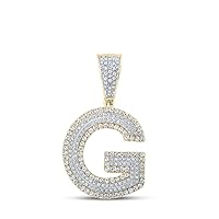 The Diamond Deal 14kt Two-tone Gold Mens Round Diamond G Initial Letter Charm Pendant 7/8 Cttw