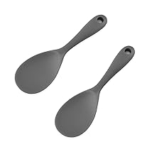 Silicone Rice Paddle Spoon Set of 2,Non Stick Heat Resistant Kitchen Gadge Rice Spoon,Rice Scooper,Rice Spatula,Rice Spoon Paddle,Rice Cooker Spoon,Works for Rice,Mashed Potato Or More (Grey)
