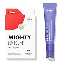 Mighty Patch Original Pimple Patch and Rescue Retinol Nighttime Renewing Cream Bundle from Hero Cosmetics (72 Patches, 30ml Cream)