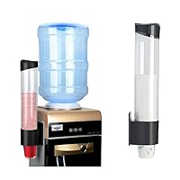 Cup Dispenser, Pull Type Wall Mount Cup Holder, Water Cooler Cup Dispenser Fits 5oz - 7oz Cups for Home Office Hospital Cups Organizer, Adhesive Paste or Screw Install (Black, Medium)