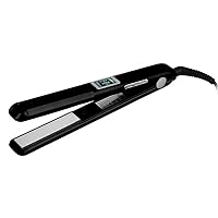 Hair Straightener Infrared with Ultrasonic Care Iron Cold Treatment, Recovers Damaged Hair and Shiny Hair Restoration, LCD Display, Dual Voltage, Auto Off (Black)