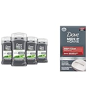 DOVE MEN + CARE Deodorant Stick for Men Extra Fresh 4 Count Aluminum Free 72-Hour Odor Protection & Body Soap and Face Bar More Moisturizing Than Bar Soap Deep Clean Effectively Washes Away Bacteria