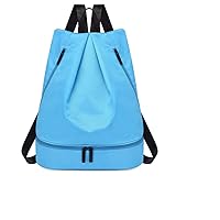 Sky Blue Oxford Backpack Unisex Lightweight Gym Fitness Bag Large-capacity Swimming Bag Dry and Wet Separation Bag