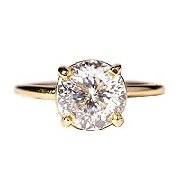 Portuguese Cut 1.70 Carat White Moissanite Gold And 925 Sterling Silver Solitaire Rings For Her