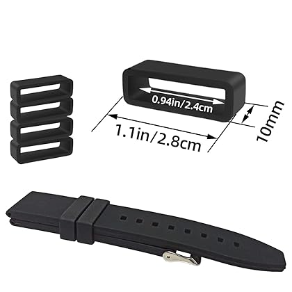6 Pcs Watch Band Loop Holder Keeper for Resin Belt, Replacement Fastener Rings for Silicone Leather Rubber Watch Strap, Durable Fastener Retainer Size(24mm)