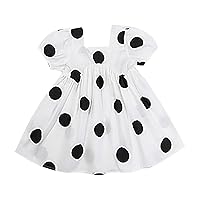 Kids Girls Short Sleeve Dresses Prints Dress Clothes Irregular Big Dot Printed Children's Skirt Set for