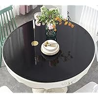 Black Plastic Tablecloth 100% Waterproof Table Protector Crystal Clear Plastic Cover for Dining Table Heavy Duty Vinyl 24 inch Round
