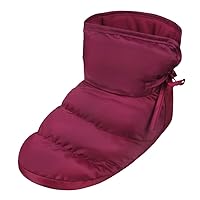 Womens Down Warm House Slippers Mens Waterproof Fuzzy Fur Lined Bedroom Slippers Non-slip Bootie Home Shoes Ankle Snow Boots