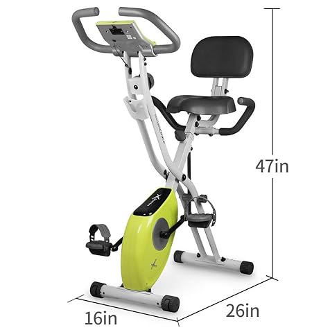 LEIKE X Bike Ultra-Quiet Folding Exercise Bike, Magnetic Upright Bicycle with Heart Rate,LCD Monitor and easy to assemble